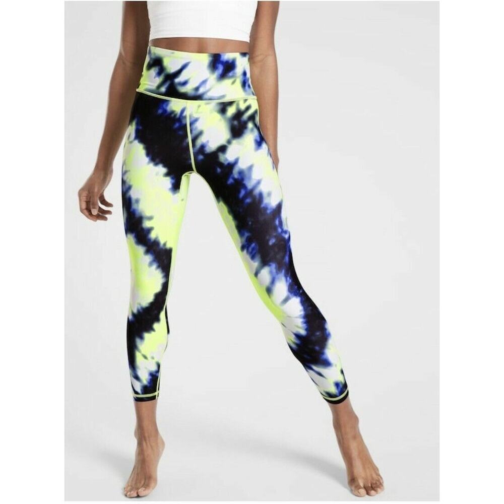 Athleta Elation Tie Dye 7/8 Tight Green Blue - Size: Medium